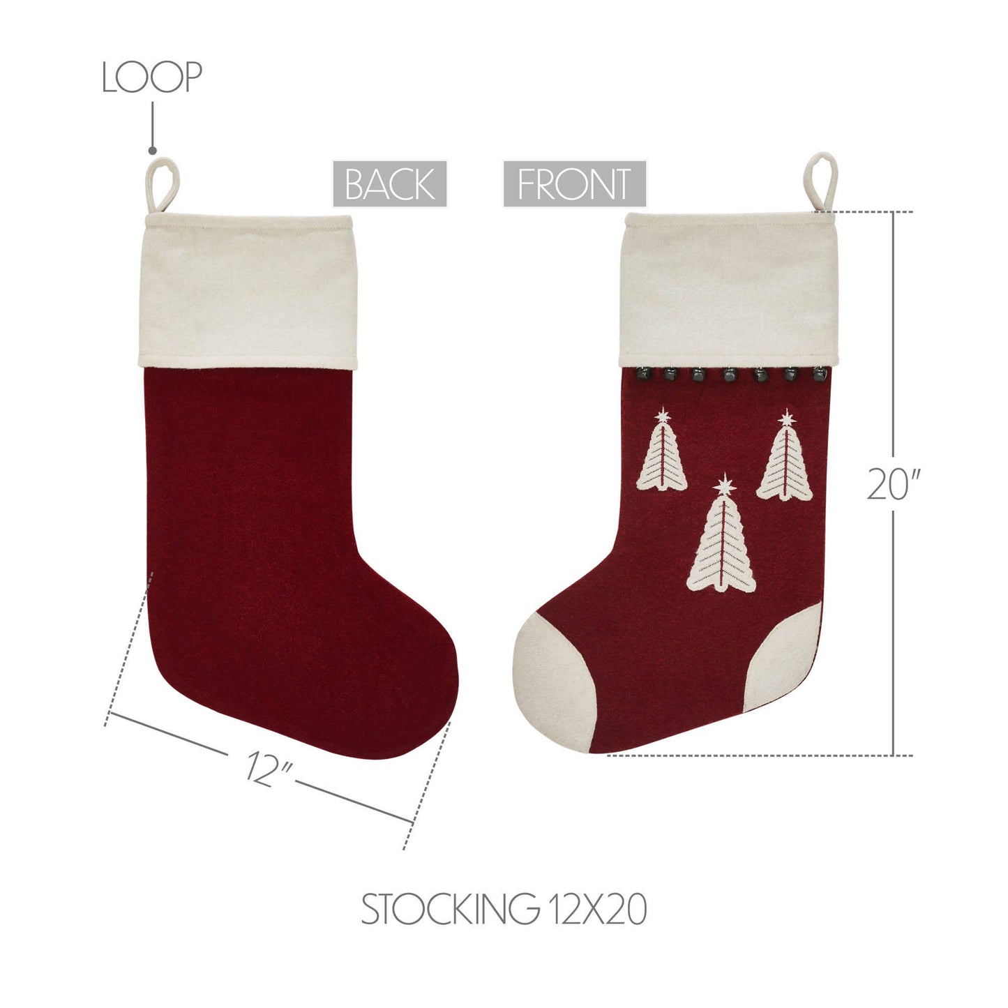 A415 Christmas Stocking | Country - Rustic Style | Burgundy Red | Star of Wonder Stocking - The Country Rabbit Gifts & Décor