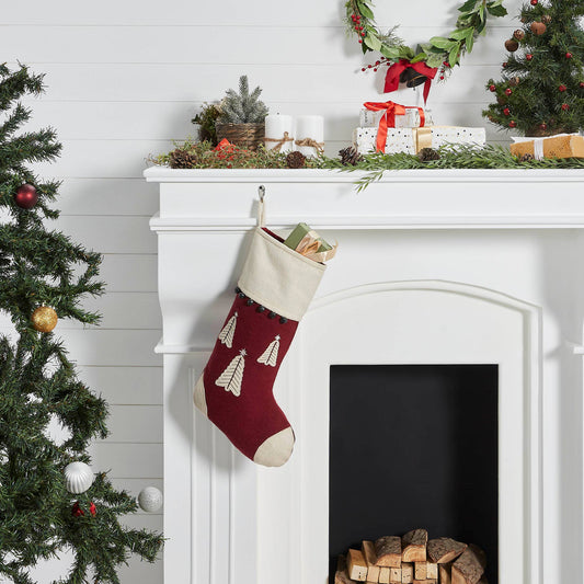 A415 Christmas Stocking | Country - Rustic Style | Burgundy Red | Star of Wonder Stocking - The Country Rabbit Gifts & Décor