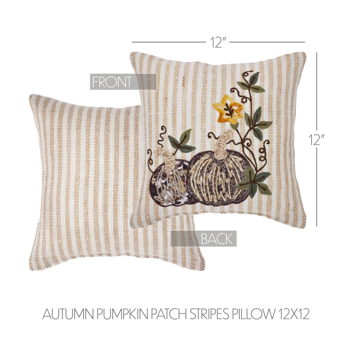 A417 Accent Pillow | Autumn Pumpkin Patch Stripes Pillow | Rustic/Primitive - The Country Rabbit Gifts & Décor