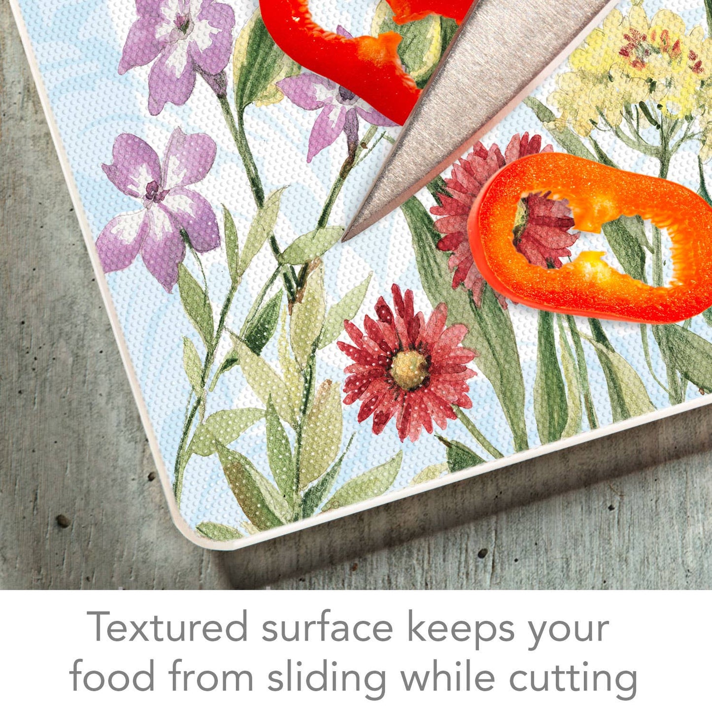 A447 Glass Counter Saver | Cutting Board 10" x 8" | Herb Garden - Flowers/Butterfly/Dragonfly - The Country Rabbit Gifts & Décor