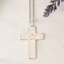 A476 Necklace - Silver Cross with Gold Heart - The Country Rabbit Gifts & Décor