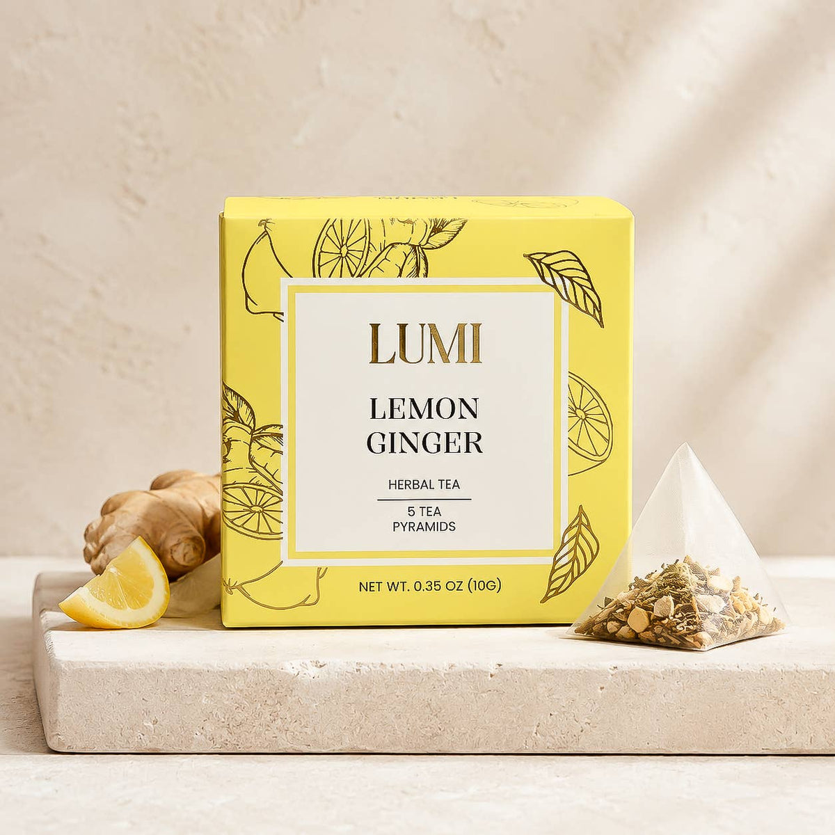 Lemon Ginger Herbal Tea - 5 Premium Tea Bags