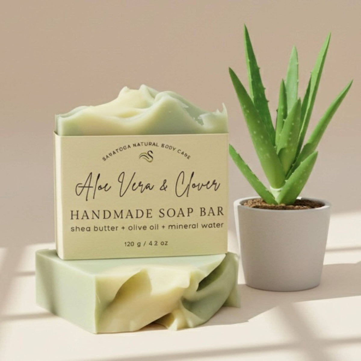 Aloe Vera Clover Handmade Soap Bar VEGAN COLD PROCESS - The Country Rabbit Gifts & Décor