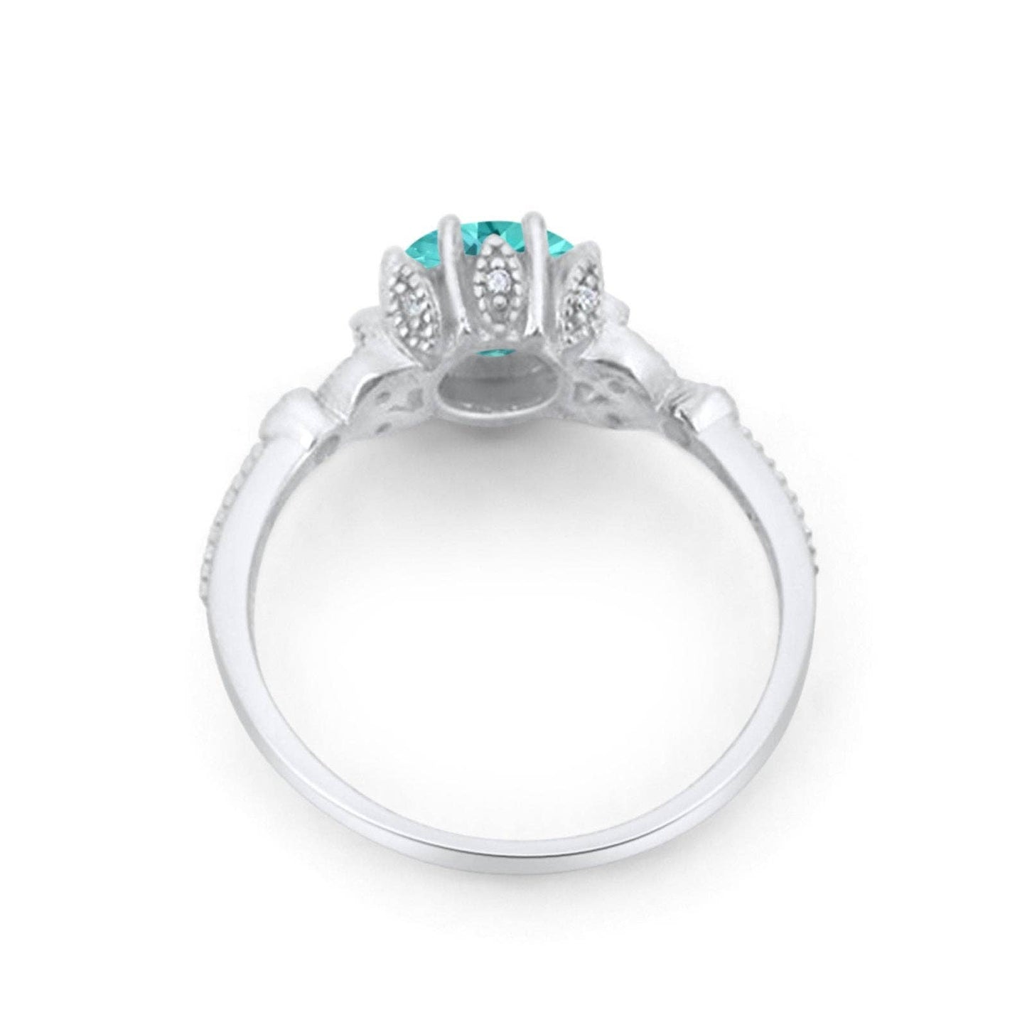 Art Deco Fashion Ring Round Simulated Paraiba Tourmaline CZ Ring - The Country Rabbit Gifts & Décor
