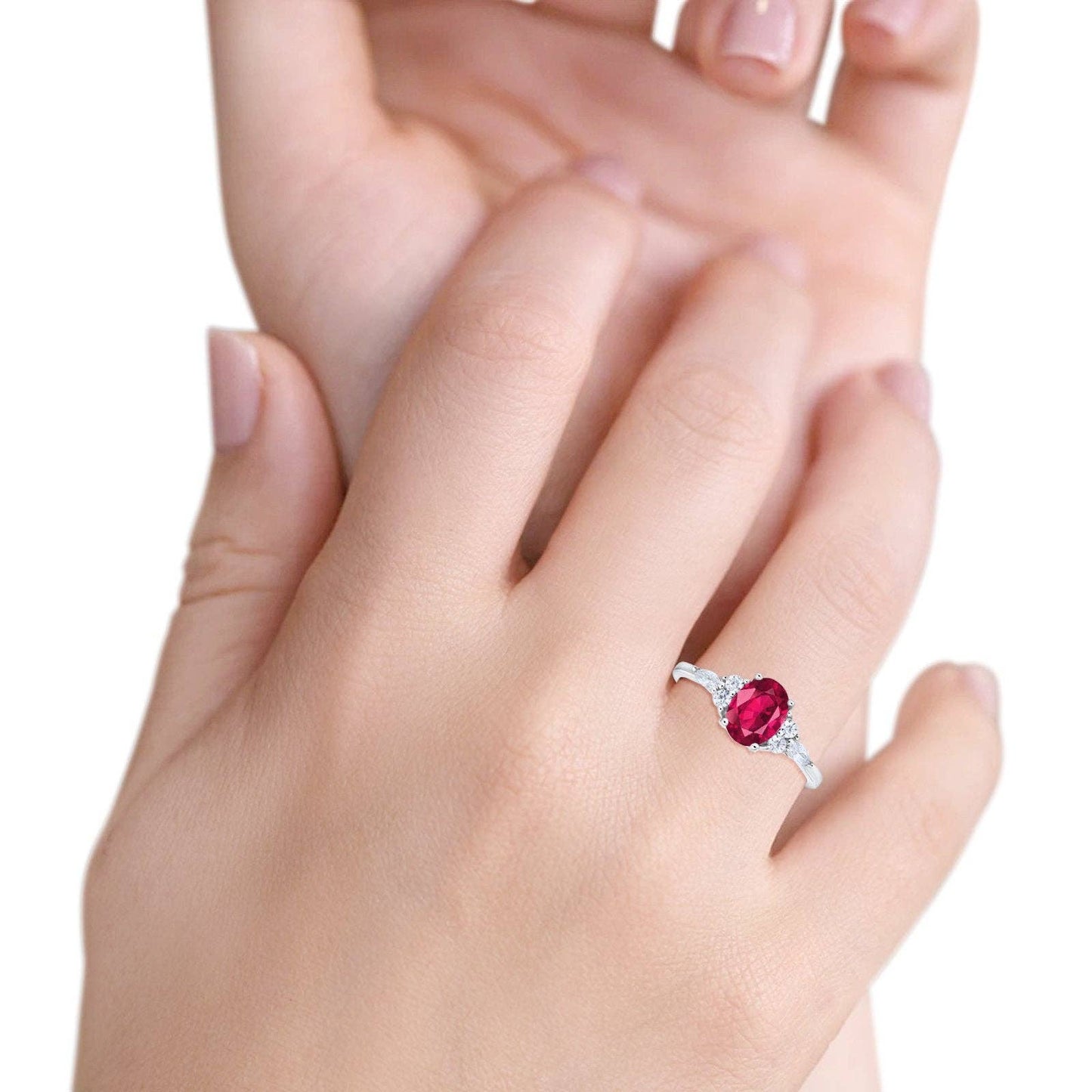 Art Deco Oval Marquise Simulated Ruby CZ Ring - The Country Rabbit Gifts & Décor