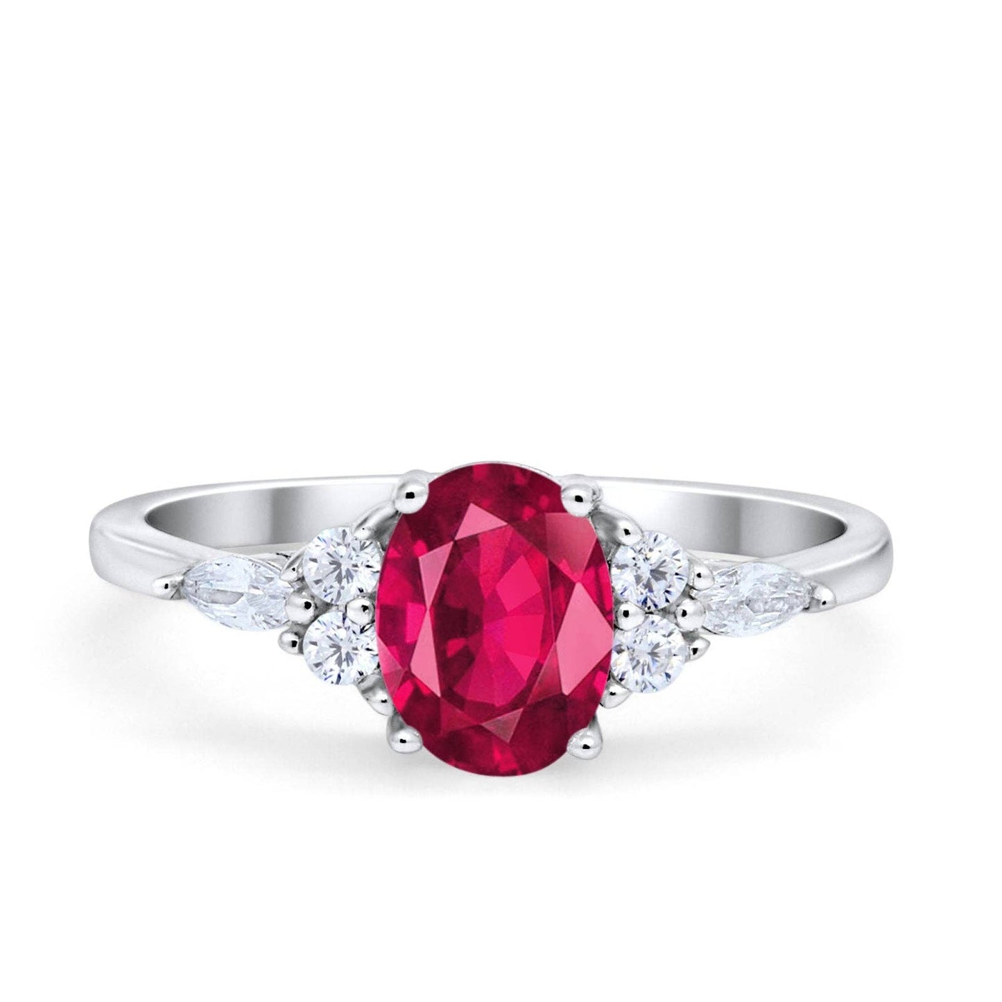 Art Deco Oval Marquise Simulated Ruby CZ Ring - The Country Rabbit Gifts & Décor