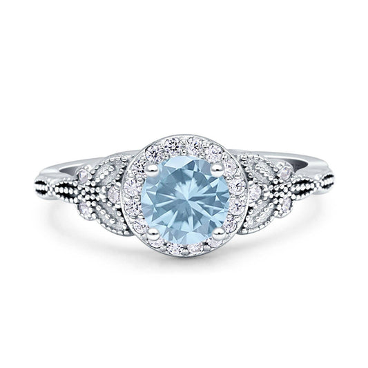 Art Deco Round Butterfly Simulated Aquamarine Ring - The Country Rabbit Gifts & Décor