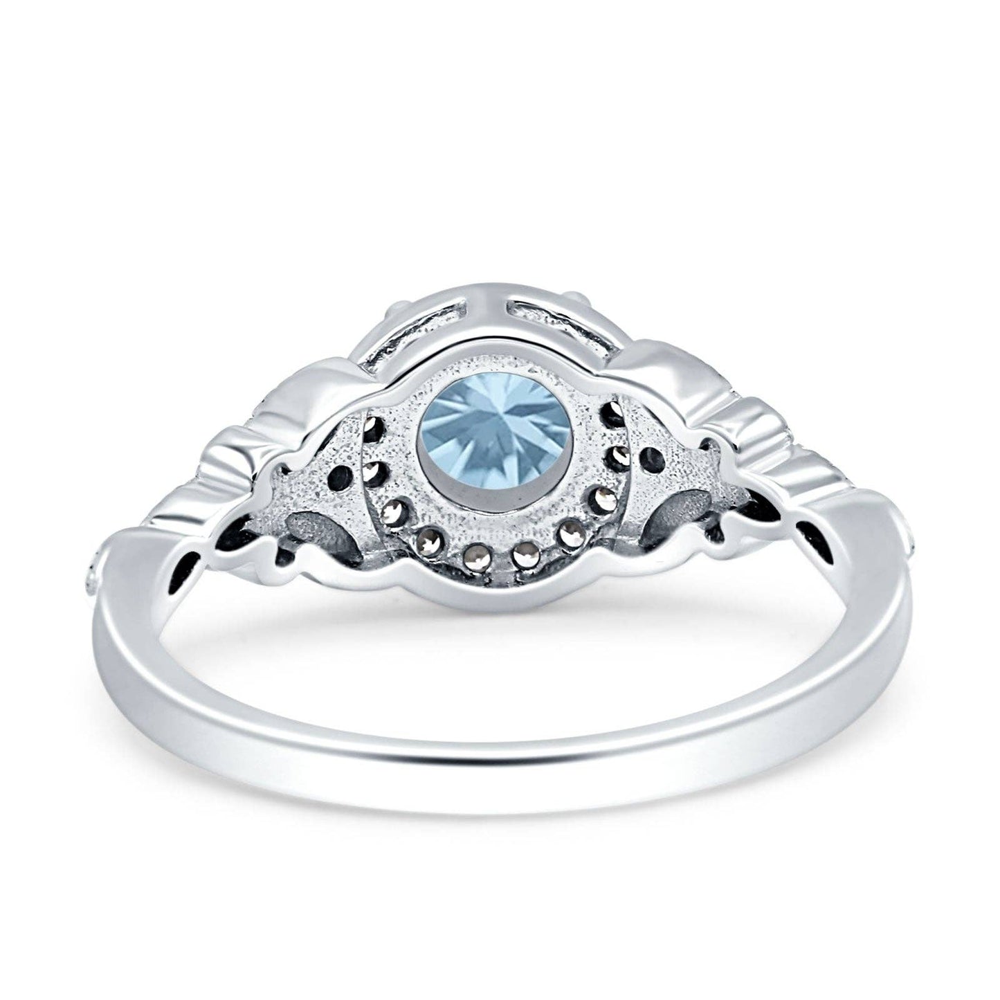 Art Deco Round Butterfly Simulated Aquamarine Ring - The Country Rabbit Gifts & Décor