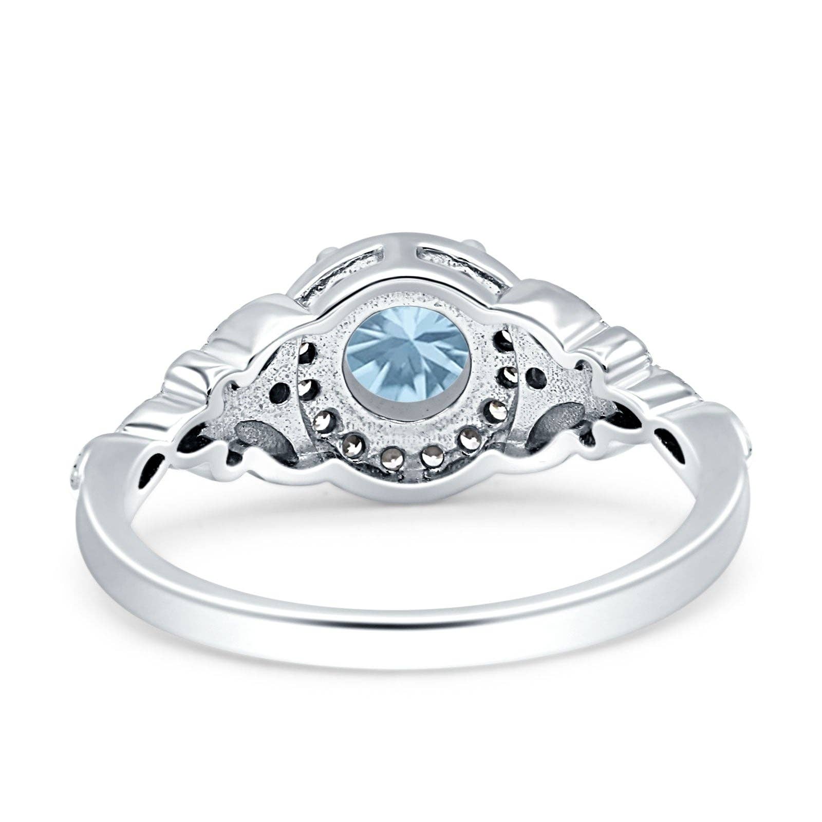 Art Deco Round Butterfly Simulated Aquamarine Ring - The Country Rabbit Gifts & Décor