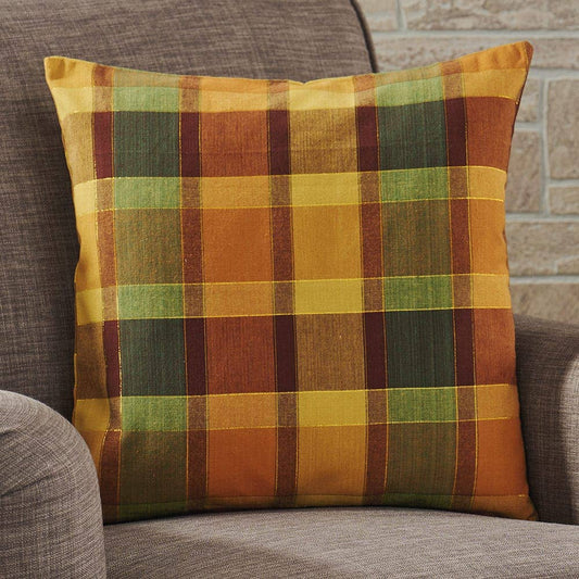 Autumn Decorative Pillow in Spice Plaid 18" Square - The Country Rabbit Gifts & Décor