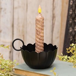 Black Metal Lotus Bowl Taper Holder - The Country Rabbit Gifts & Décor
