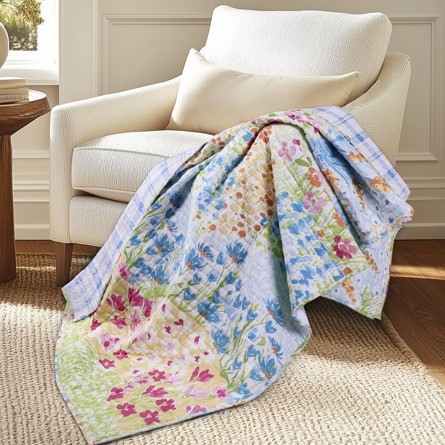 Blooming Hillside Quilted Throw - The Country Rabbit Gifts & Décor