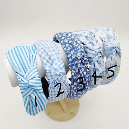 Blue Patterned Knotted Headbands - The Country Rabbit Gifts & Décor