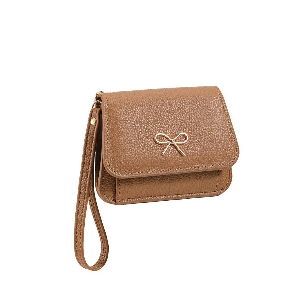 Bow Charm Vegan Leather Flap Wristlet - The Country Rabbit Gifts & Décor