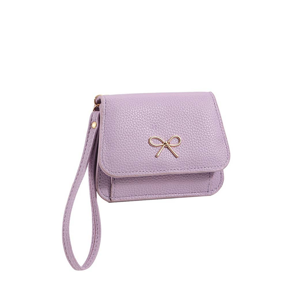 Bow Charm Vegan Leather Flap Wristlet - The Country Rabbit Gifts & Décor