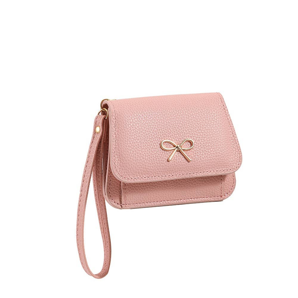 Bow Charm Vegan Leather Flap Wristlet - The Country Rabbit Gifts & Décor