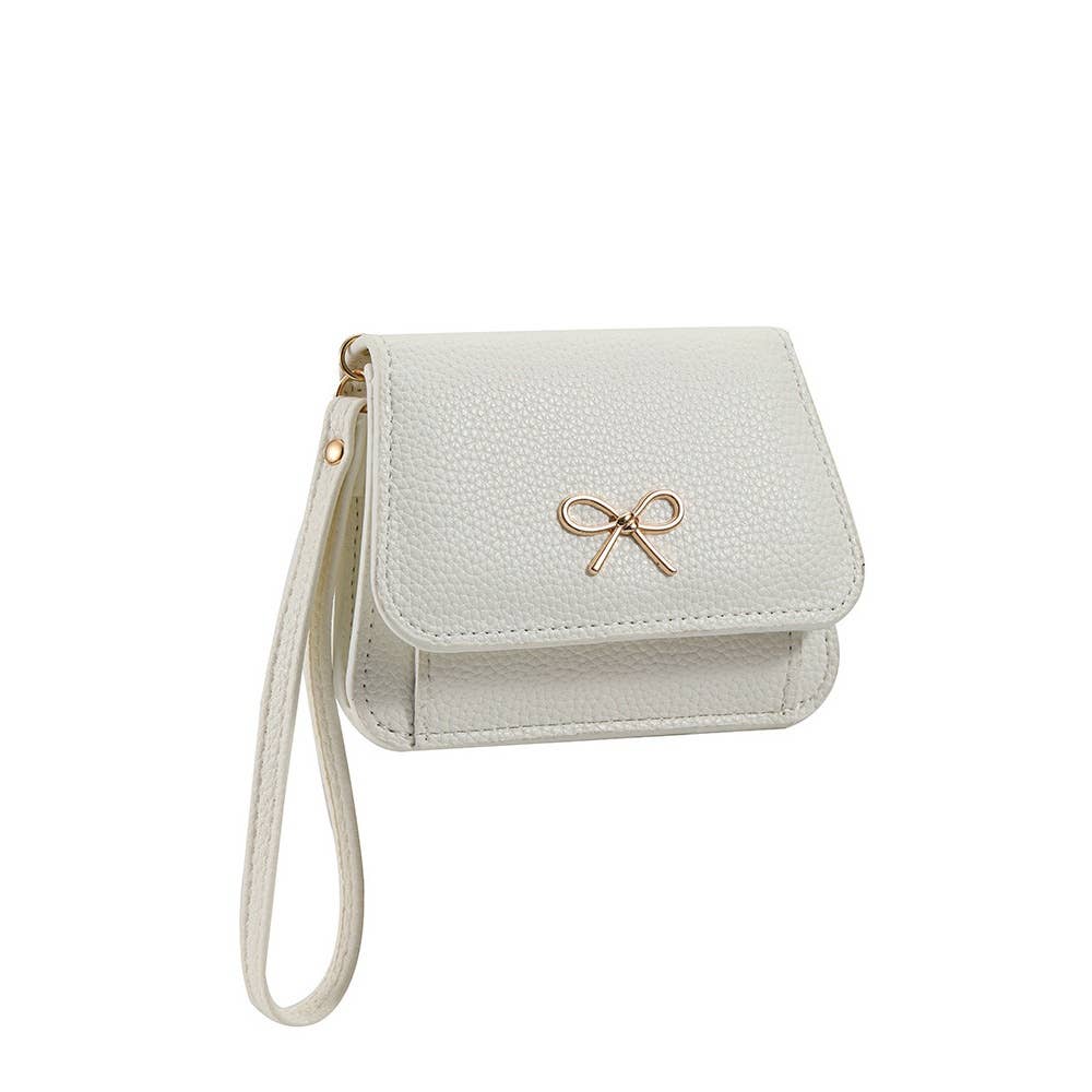 Bow Charm Vegan Leather Flap Wristlet - The Country Rabbit Gifts & Décor