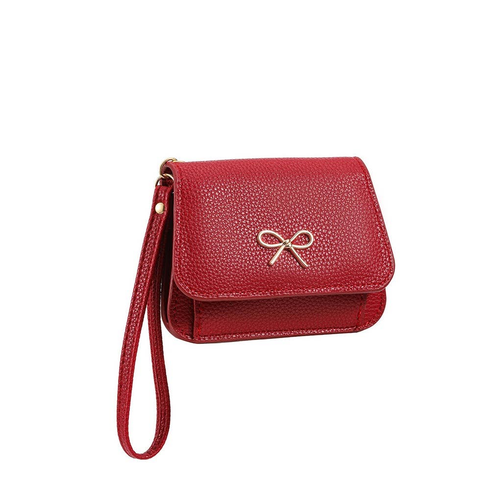 Bow Charm Vegan Leather Flap Wristlet - The Country Rabbit Gifts & Décor