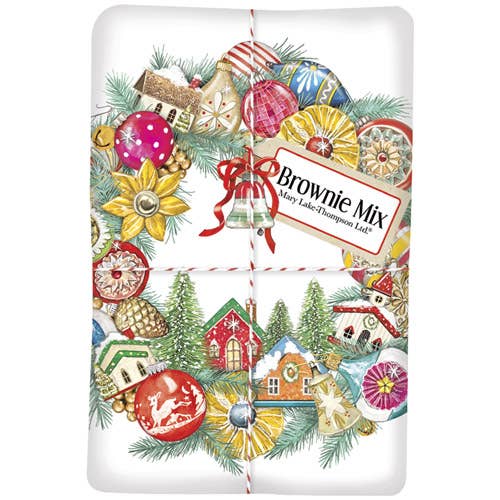 Brownie Mix & Ornament Wreath Designed Flour Sack Dish Towel Set - The Country Rabbit Gifts & Décor