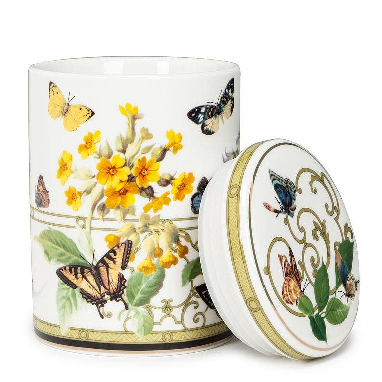 Butterfly Garden Canister - 5.5"H - Bone China - The Country Rabbit Gifts & Décor