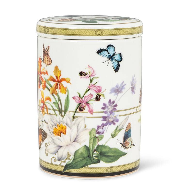 Butterfly Garden Canister - 5.5"H - Bone China - The Country Rabbit Gifts & Décor