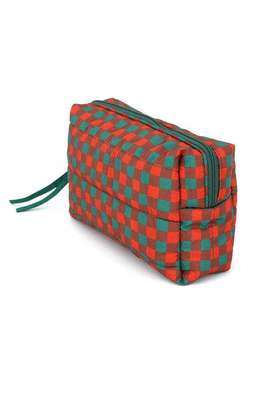 Gingham Quilted Puffer Pouch