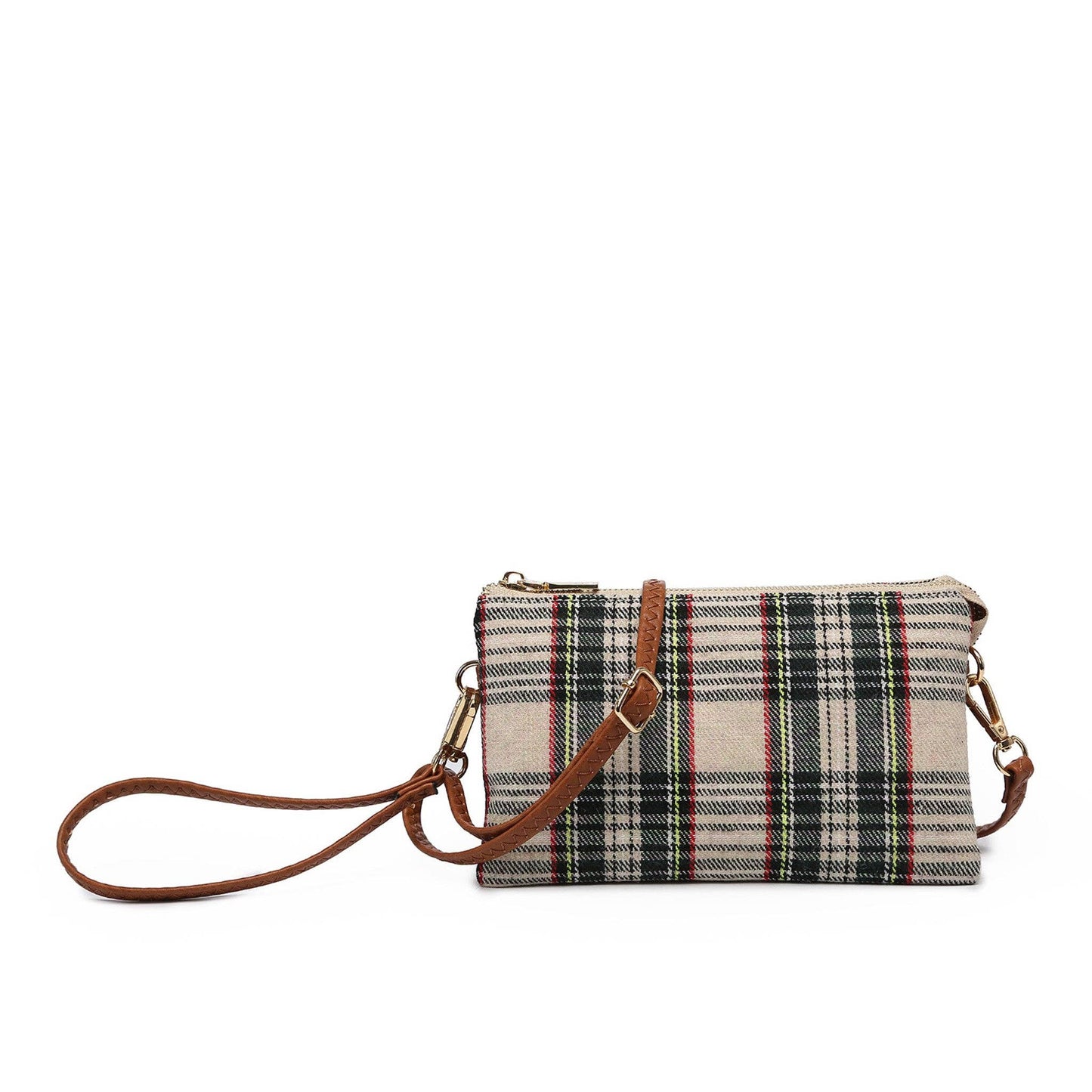 Plaid 3 Compartment Crossbody Bag