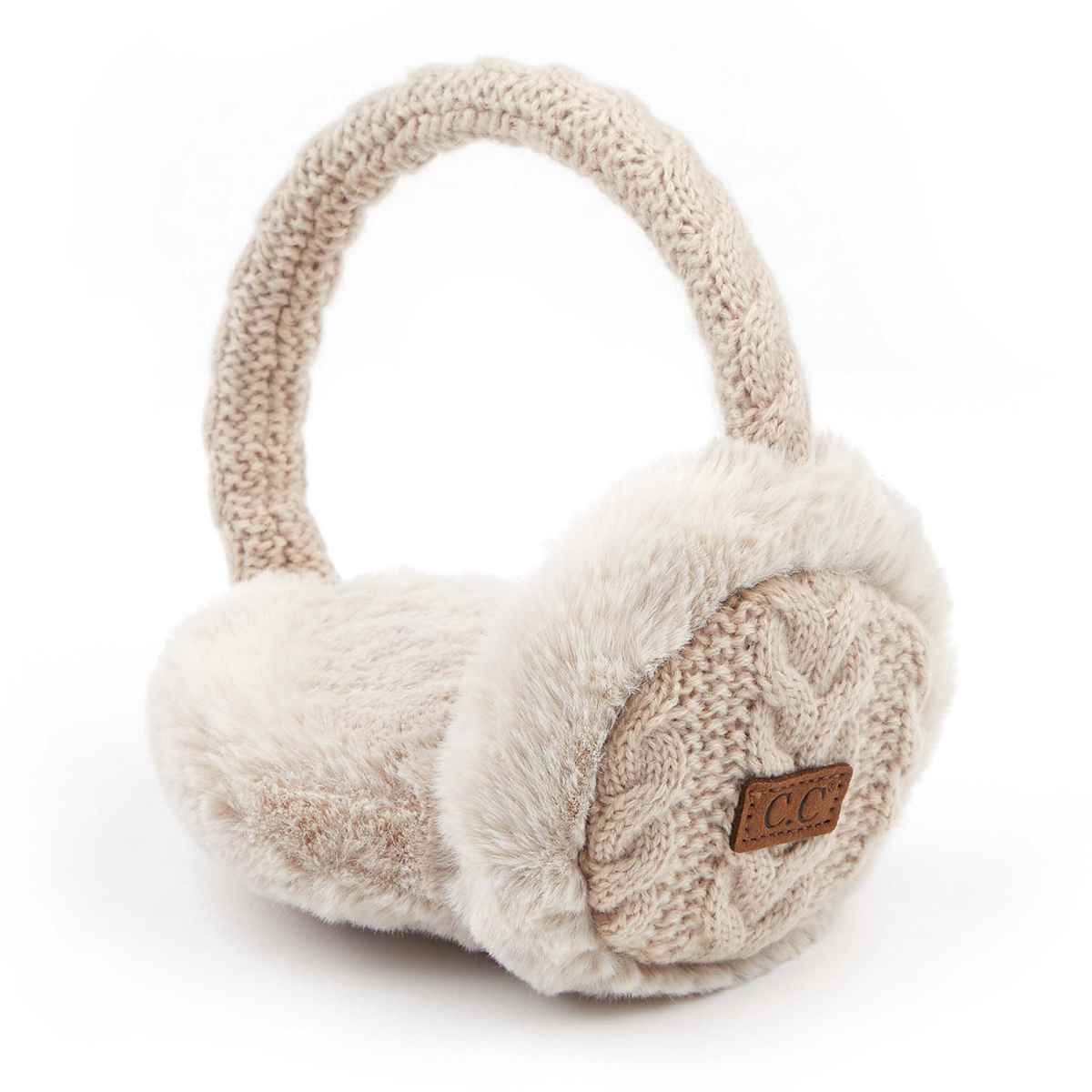 CC Cable Knit Furry Earmuffs - The Country Rabbit Gifts & Décor