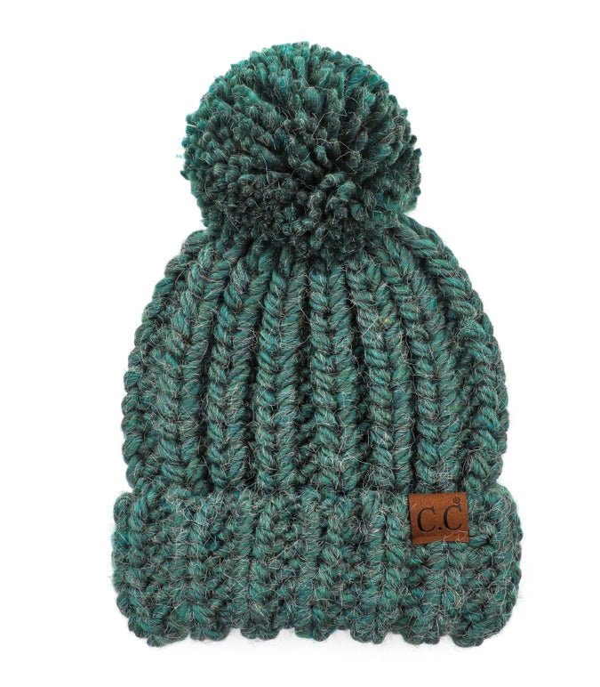 C.C. Chunky Knit Beanie with Yarn Pom - The Country Rabbit Gifts & Décor