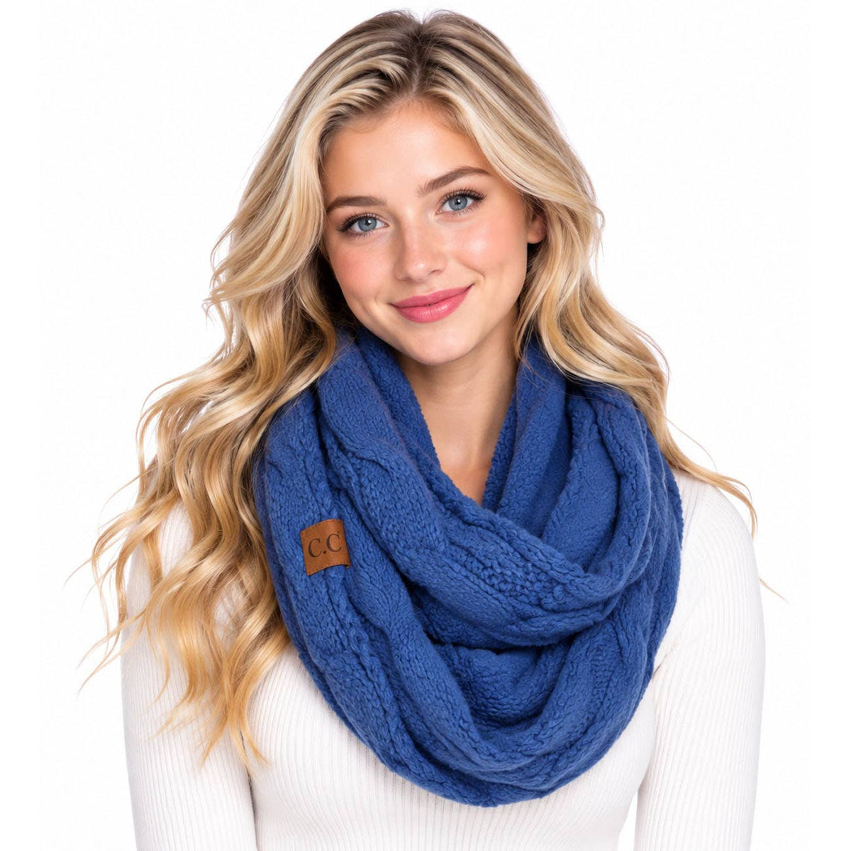 CC Knitted Scarf with Fuzzy Sherpa Lining Inside - The Country Rabbit Gifts & Décor