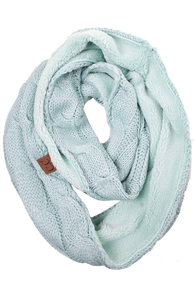CC Knitted Scarf with Fuzzy Sherpa Lining Inside - The Country Rabbit Gifts & Décor