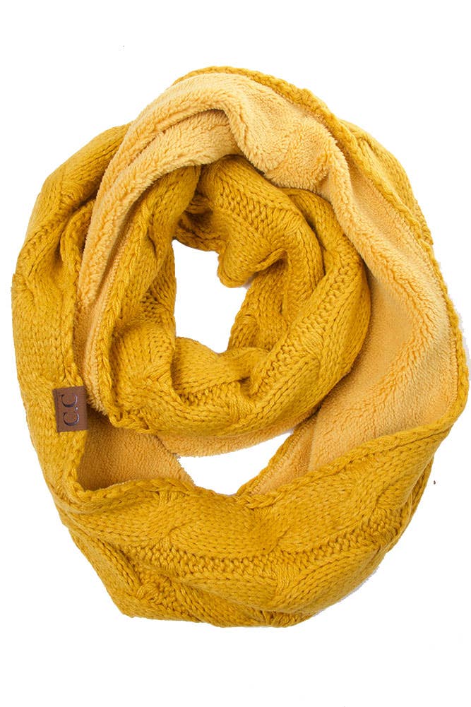 CC Knitted Scarf with Fuzzy Sherpa Lining Inside - The Country Rabbit Gifts & Décor