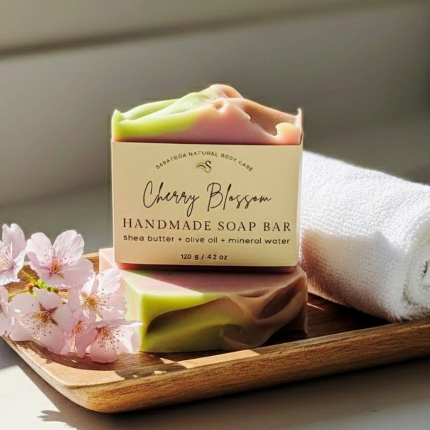 Cherry Blossom Handmade Soap Bar VEGAN COLD PROCESS - The Country Rabbit Gifts & Décor