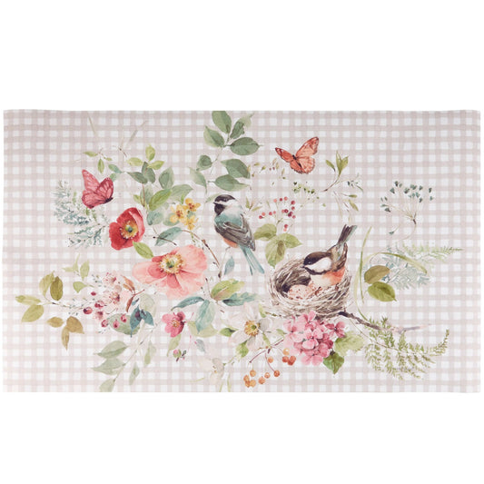 Chickadees And Gingham Rug - The Country Rabbit Gifts & Décor