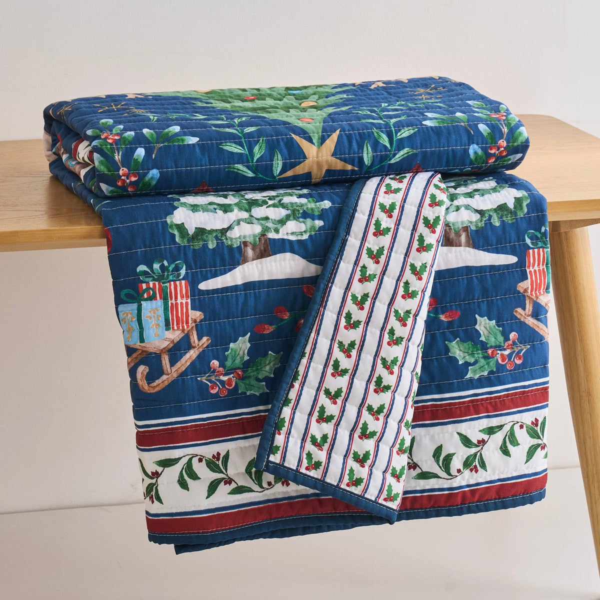 Christmas Cottage Quilted Throw - The Country Rabbit Gifts & Décor