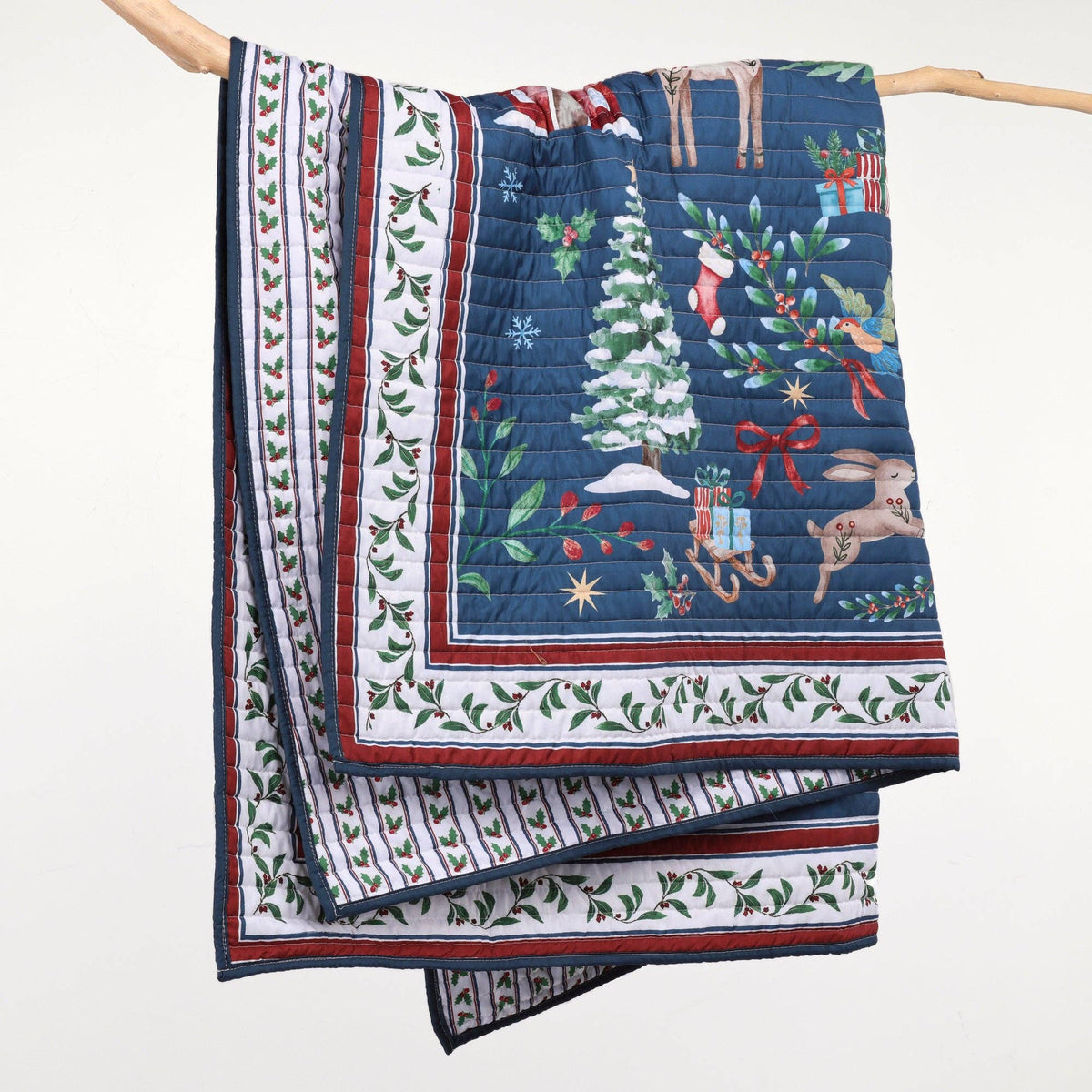 Christmas Cottage Quilted Throw - The Country Rabbit Gifts & Décor