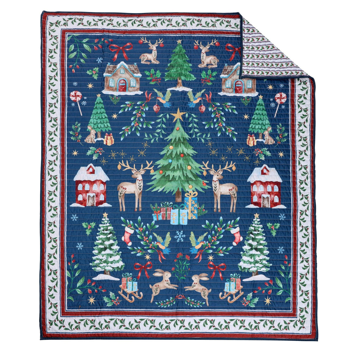 Christmas Cottage Quilted Throw - The Country Rabbit Gifts & Décor