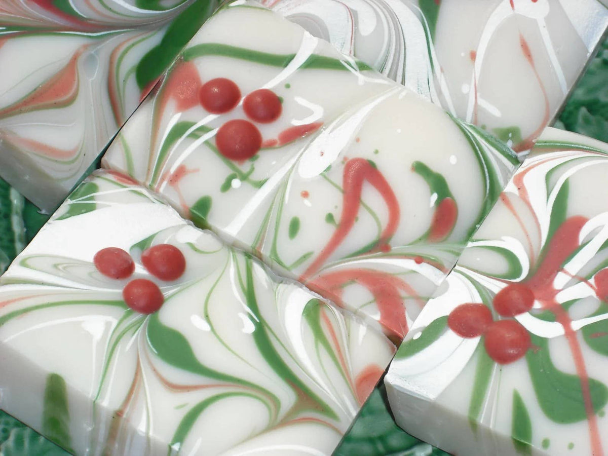 Christmas Red & Green Holly Goat Milk Soap - The Country Rabbit Gifts & Décor