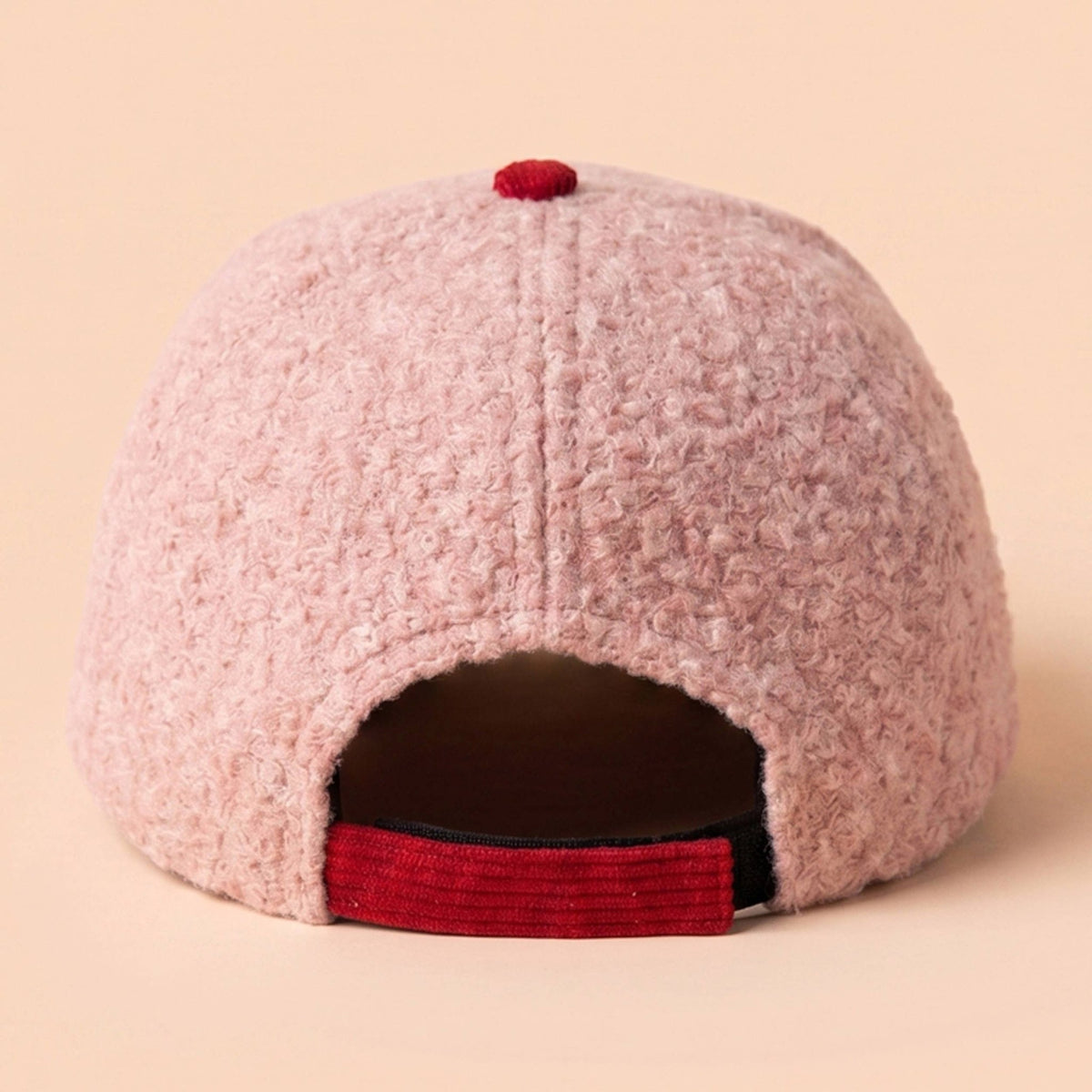 Christmas Santa Claus with Snowflake Side Embroidered on Pink Sherpa Baseball Cap with Red Corduroy Brim - The Country Rabbit Gifts & Décor