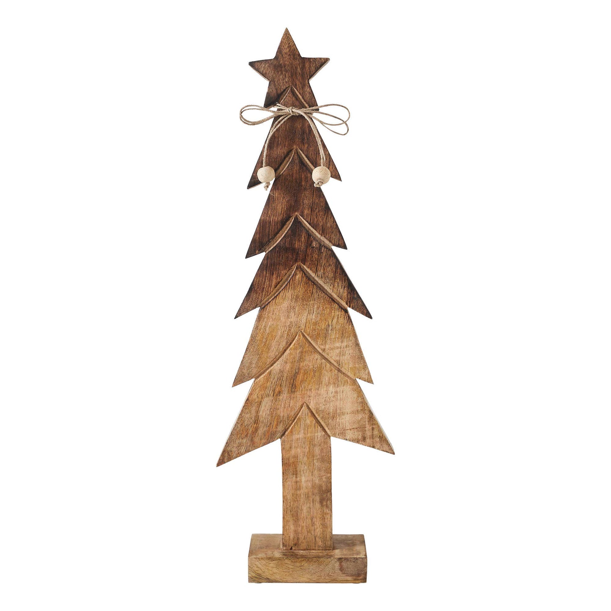 Christmas Tree Wooden Two Toned Brown Natural Figurine 19.75x6.5x2.25 - The Country Rabbit Gifts & Décor