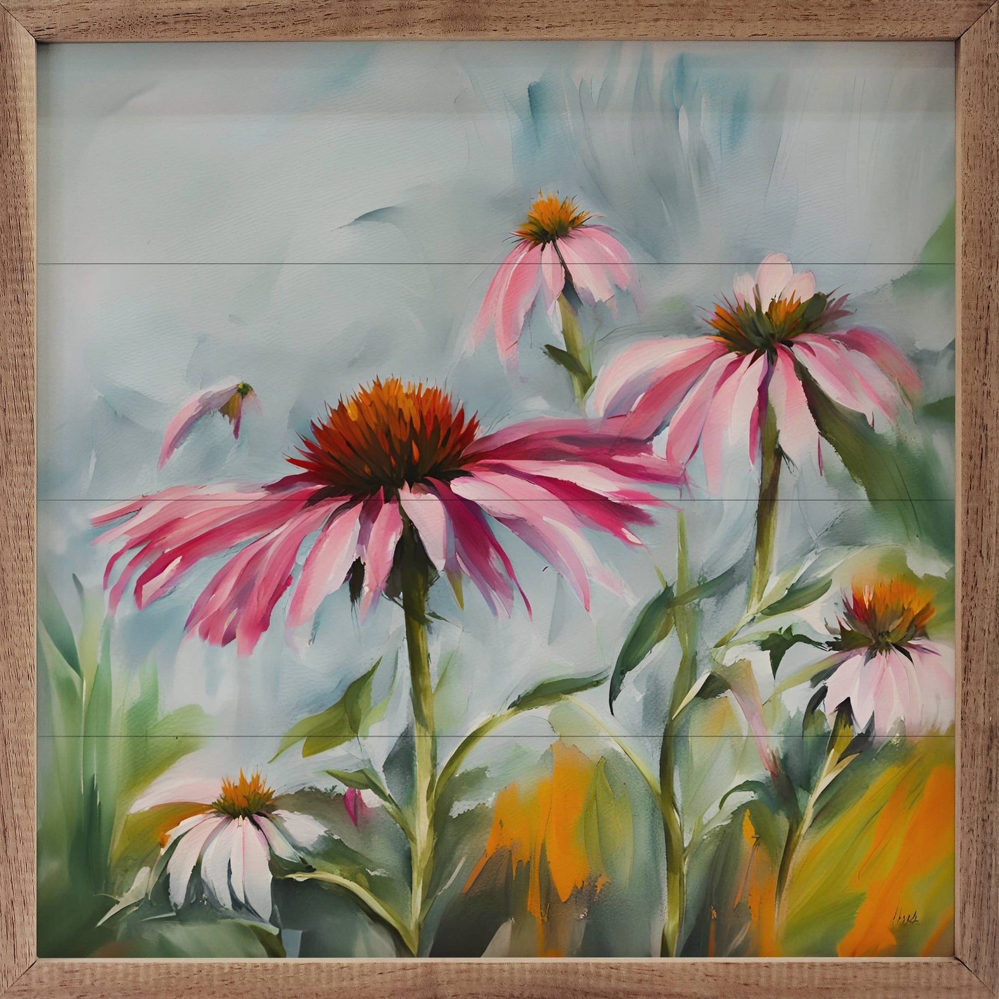 Coneflowers 4x4x1 inches Wall or Shelf Decor - The Country Rabbit Gifts & Décor