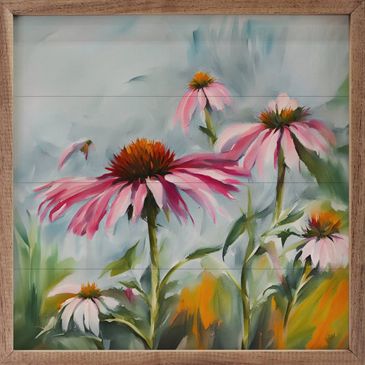 Coneflowers 4x4x1 inches Wall or Shelf Decor - The Country Rabbit Gifts & Décor