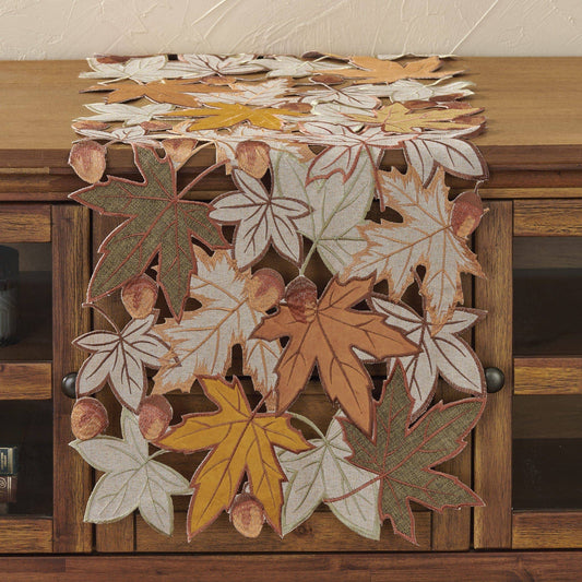 Cutout Leaves and Acorns 54" Table Runner - The Country Rabbit Gifts & Décor