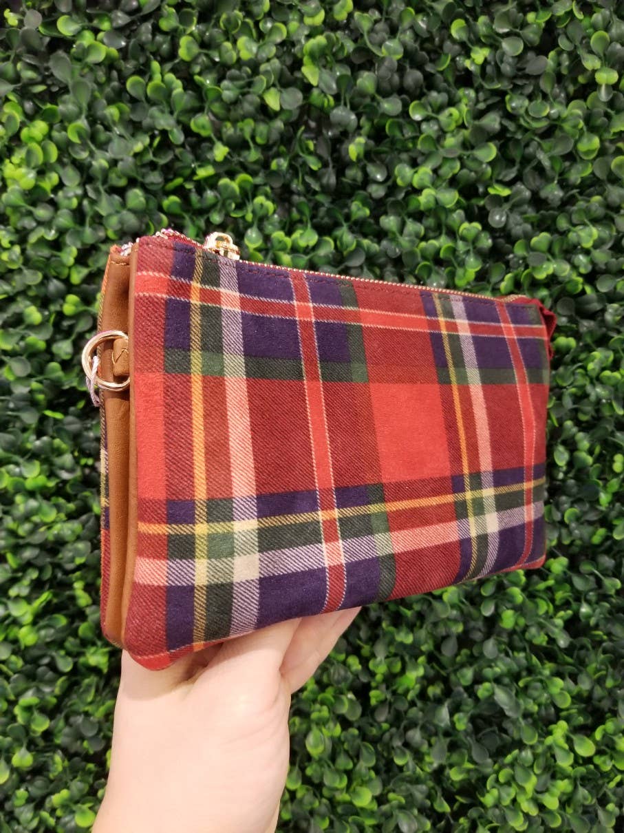 Plaid 3 Compartment Crossbody Bag