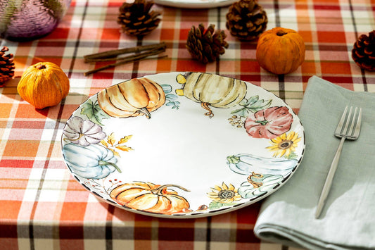 Dinner Plate Fall Pumpkins with Sunflowers 10.5" - The Country Rabbit Gifts & Décor