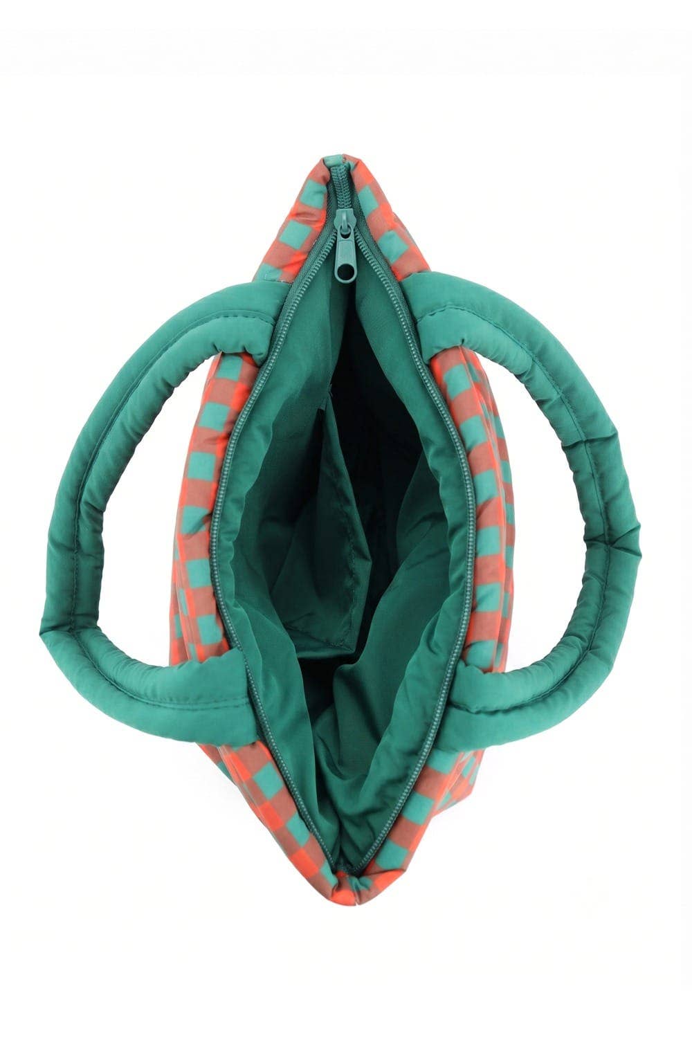 Gingham Quilted Puffer Tote Bag