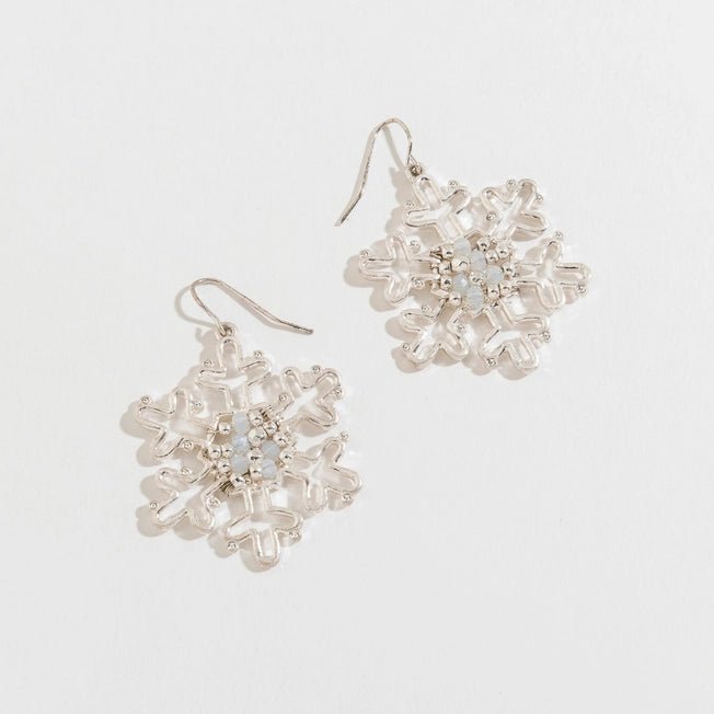 Earrings - Snowflake with beading - The Country Rabbit Gifts & Décor