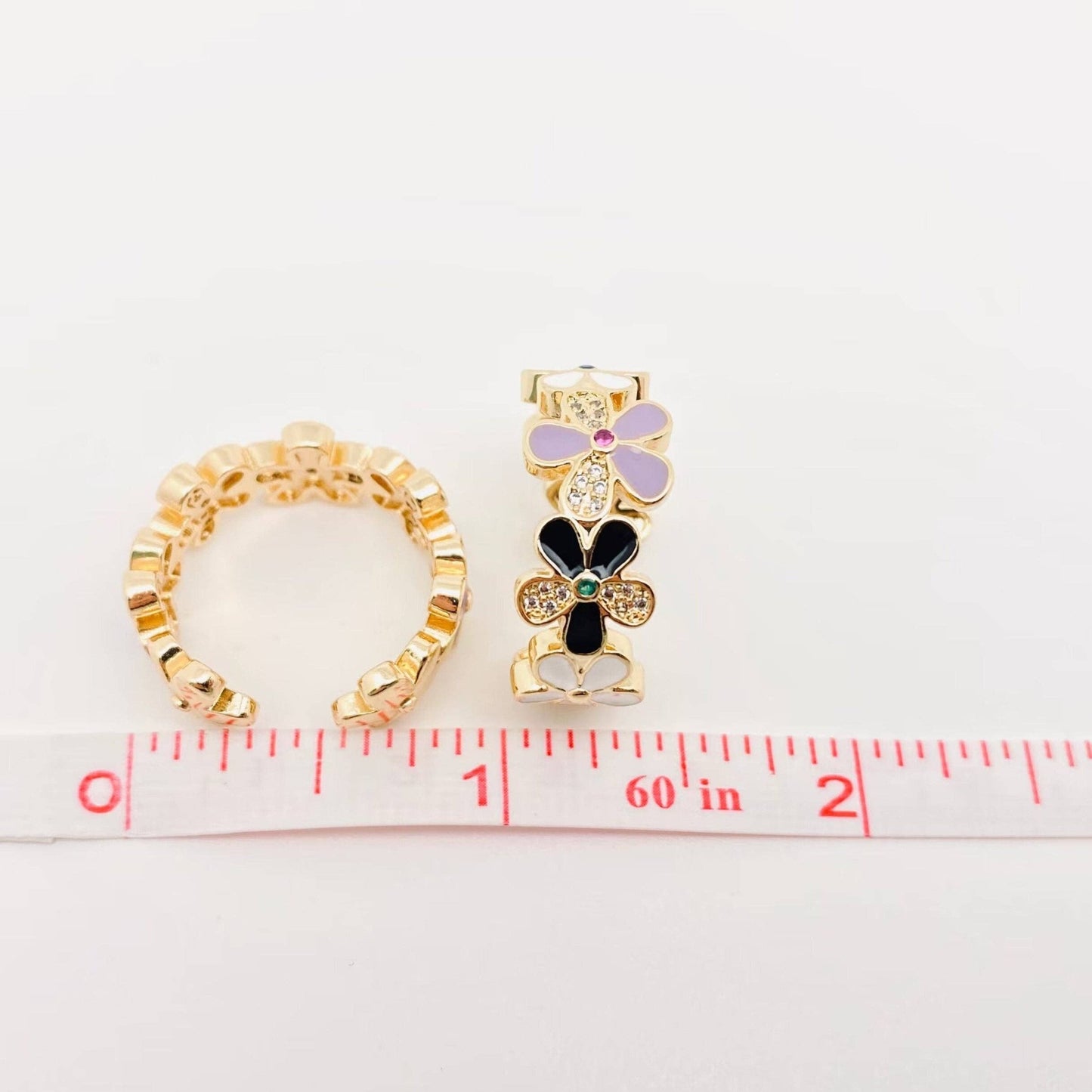 Enamel Flower Gold Plated Adjustable Ring - The Country Rabbit Gifts & Décor