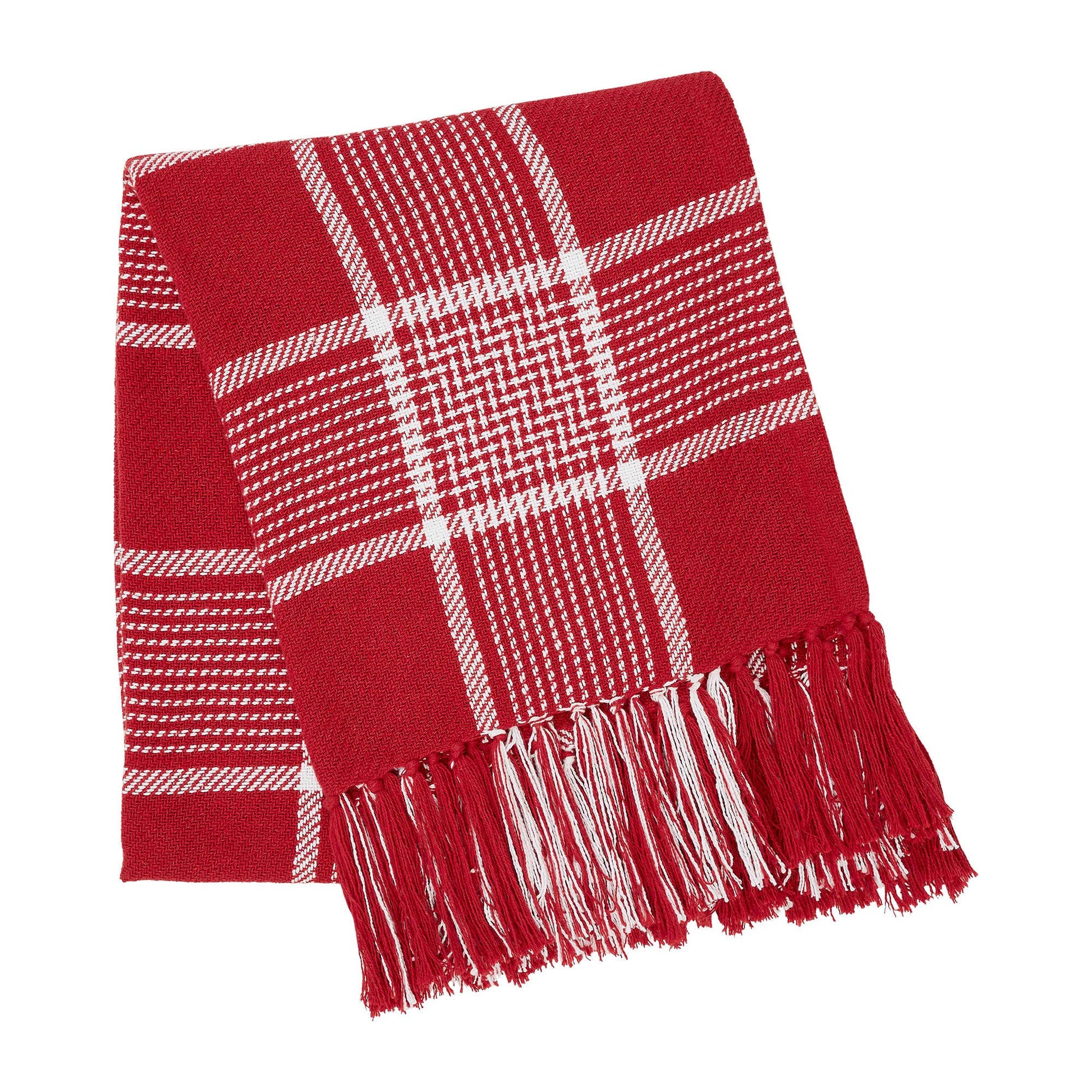 Eston Red White Plaid Woven Throw 50x60 - The Country Rabbit Gifts & Décor