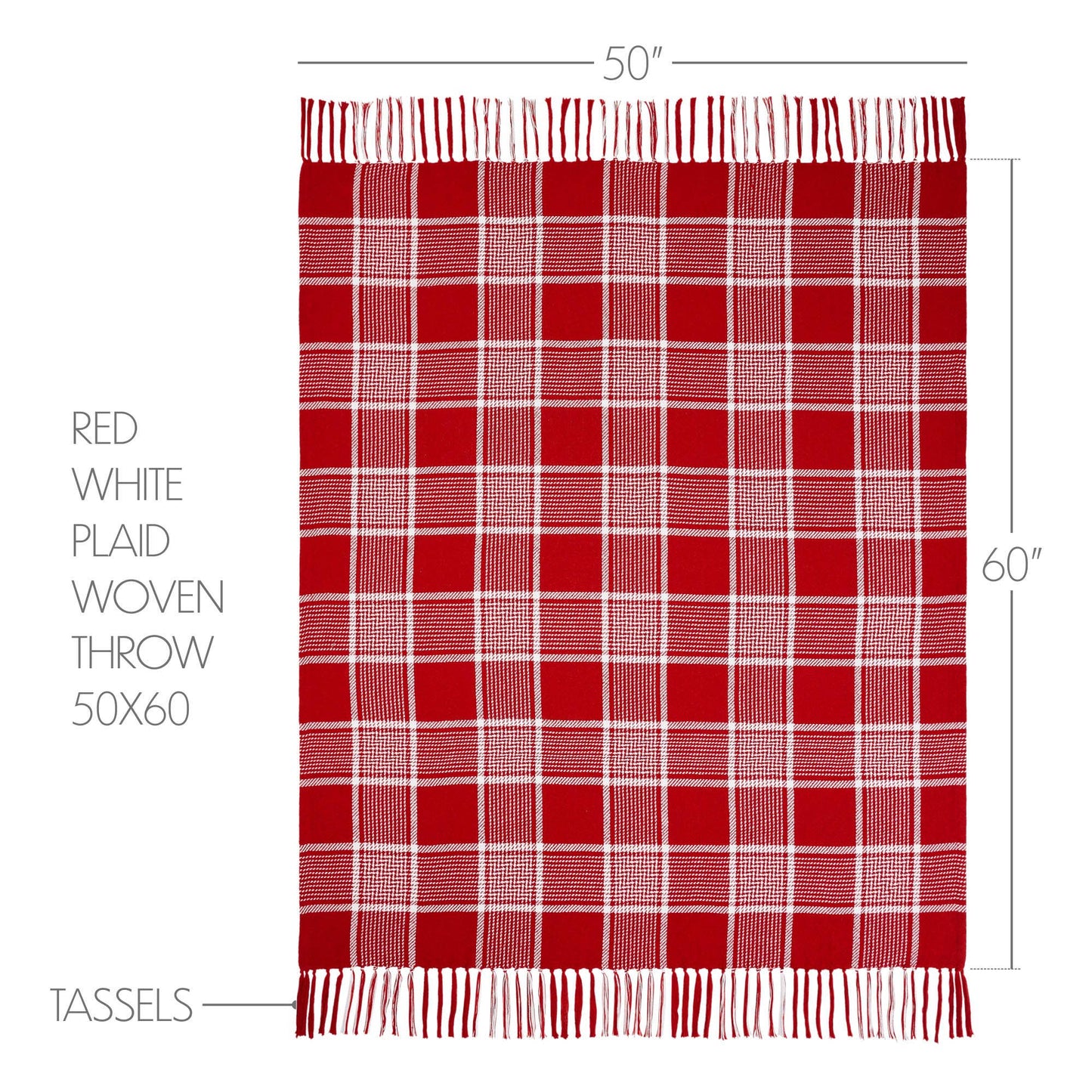 Eston Red White Plaid Woven Throw 50x60 - The Country Rabbit Gifts & Décor